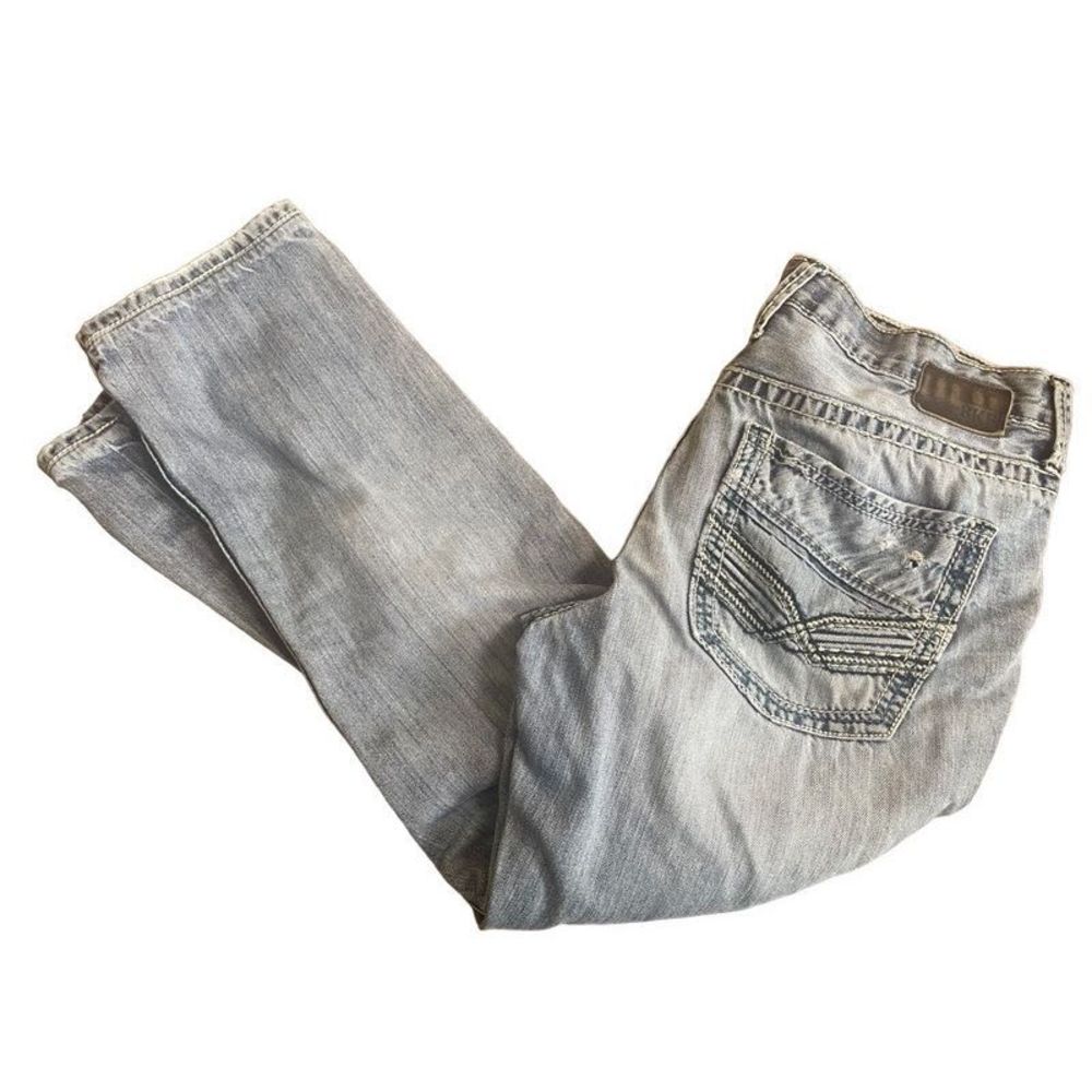 BKE Jake Jeans Mens 36x27 Straight Leg Bootcut Cowboy Light Wash Blue 36S